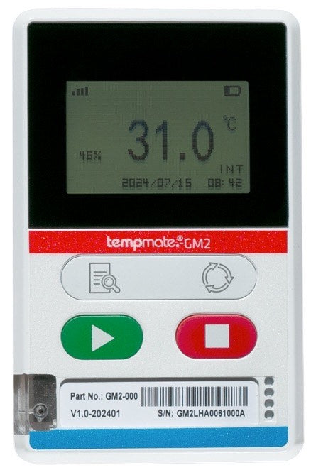 Tempmate GM2 Single-use data logger for real-time measurement of temperature, humidity, light & shock.